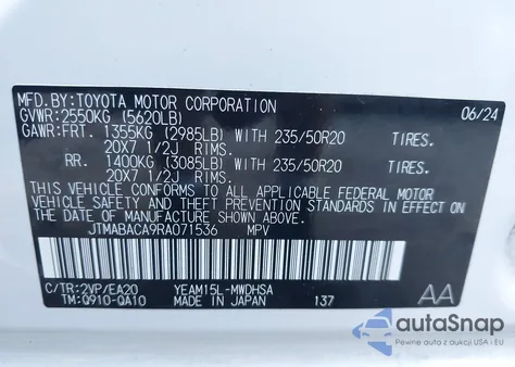 2024 Toyota Bz4X Limited из США, поврежденный, VIN JTMABACA9RA071536